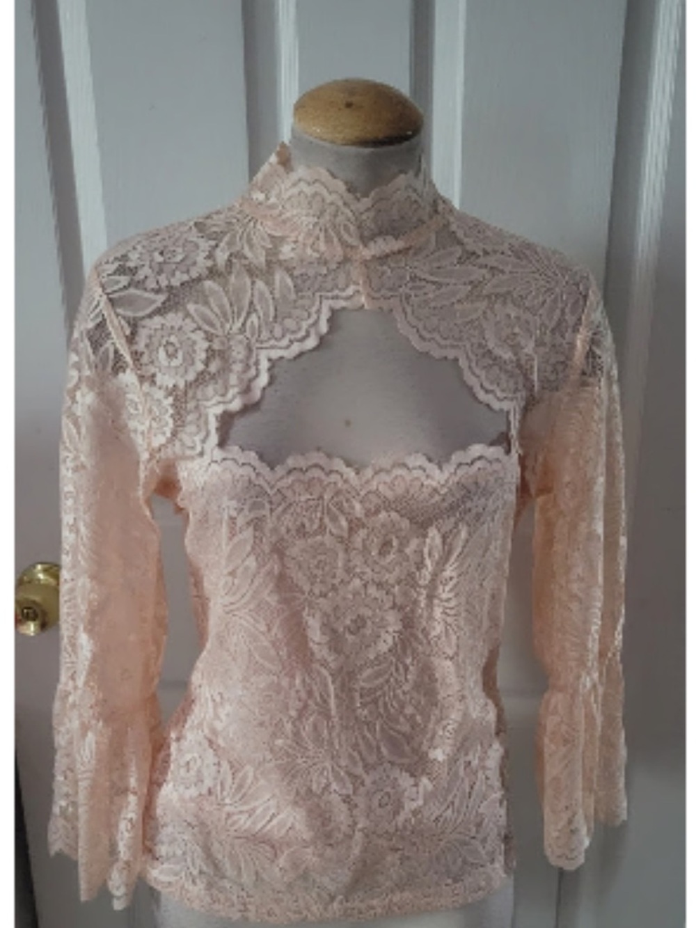 Venus Lace High-Neck Top in Baby Pink Blush Size M